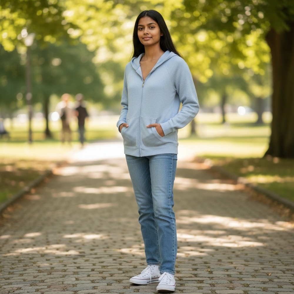 Sonoma Light Blue Full-Zip Hoodie — Women’s Medium (Soft & Cozy)